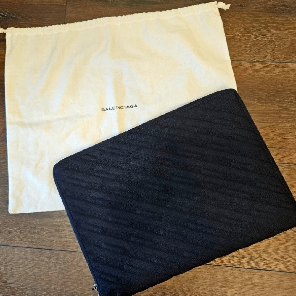 Balenciaga Black Quilted Laptop Sleeve + Balenciaga Dustbag